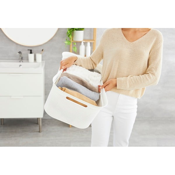 Biely plastový kôš na bielizeň 41 l Brisen - Rotho-image-1