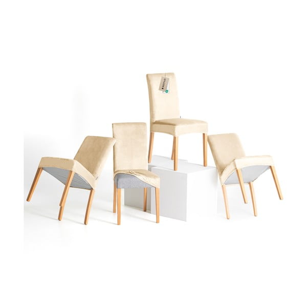 Béžové napínacie poťahy v súprave 4 ks na stoličku 48 cm Sento – Restilo