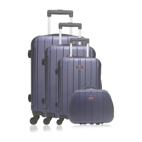 Sada 4 modrých cestovných kufrov na kolieskach Hero Fogo-C