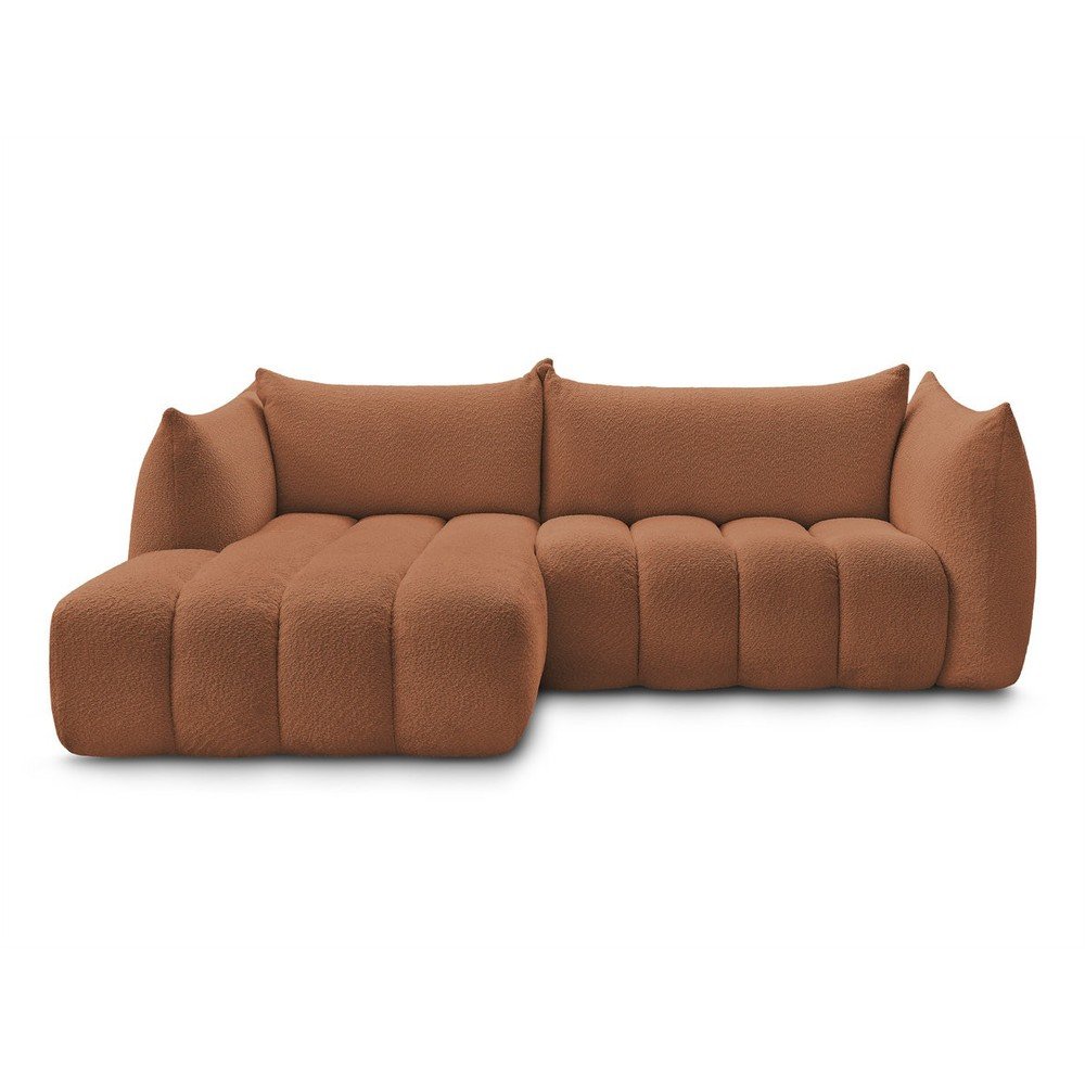 Oranžová rohová pohovka z textílie buklé (ľavý roh/s leňoškou) Azra – Bobochic Paris