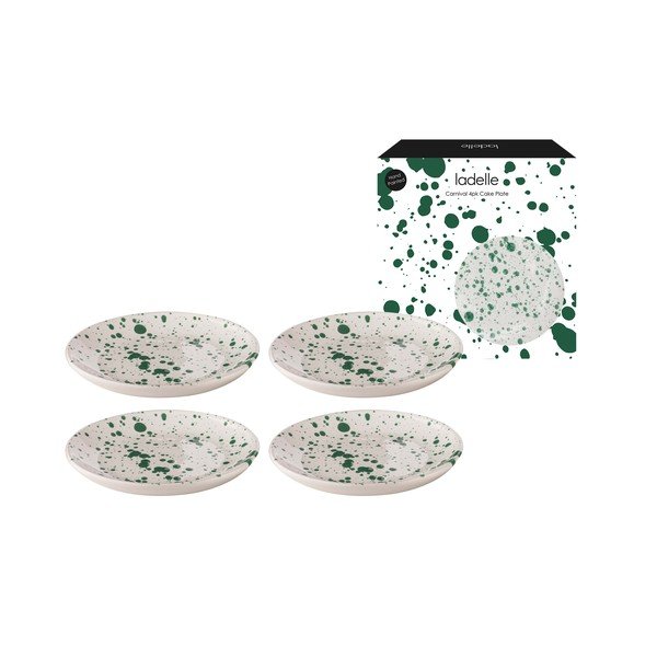 Bielo-zelené dezertné taniere z kameniny v súprave 4 ks ø 18 cm Carnival – Ladelle-image-3