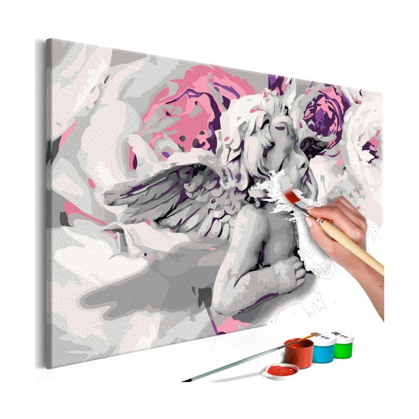 DIY set na tvorbu vlastného obrazu na plátne Artgeist Angel Flowers, 60 × 40 cm