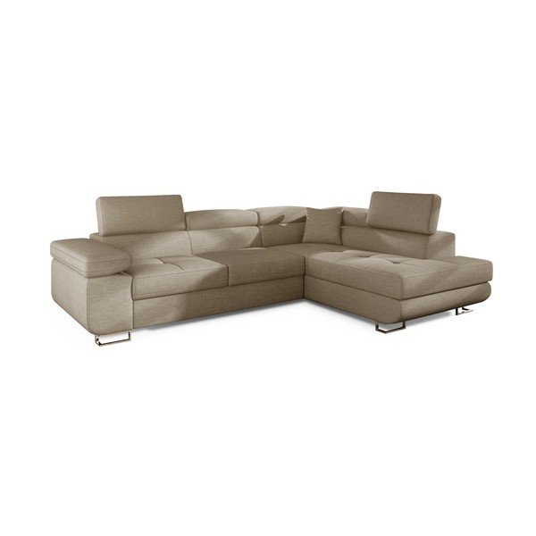 Béžová rozkladacia/s úložným priestorom rohová pohovka (pravý roh/do L) Anton – ELTAP-image-2