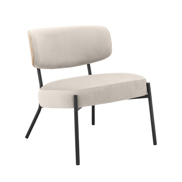 Krémovobiele zamatové kreslo s podnožkou Jerry – Støraa-image-4