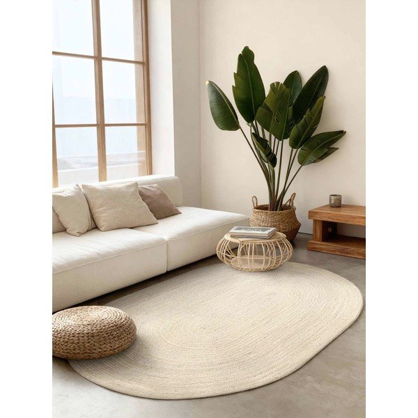 Krémovobiely obojstranný/ručne tkaný jutový koberec 160x230 cm Braided – Hanse Home-image-1