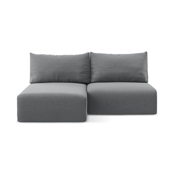 Sivá zamatová rozkladacia/s úložným priestorom rohová pohovka (ľavý roh/s leňoškou) Kalena – Makamii