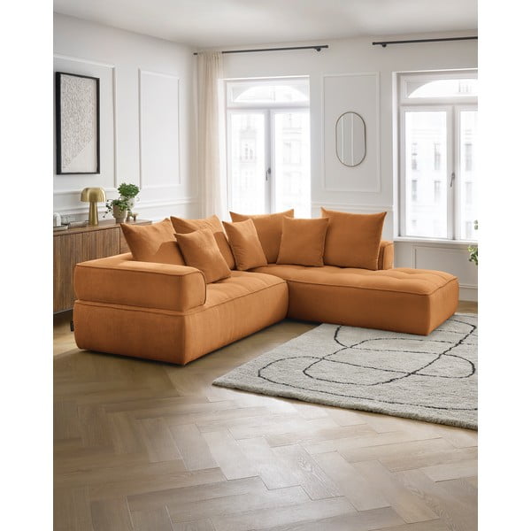 Ženilková rohová pohovka v horčicovej farbe (pravý roh/do L) Whesley – Bobochic Paris-image-1