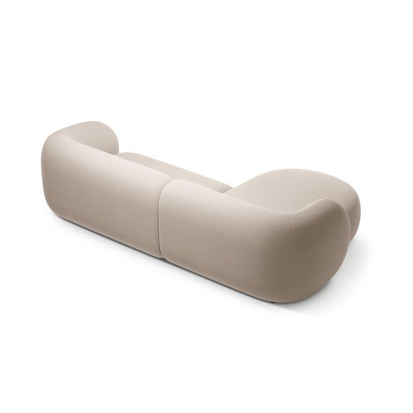 Béžová zamatová rohová pohovka (ľavý roh/s leňoškou) Kate – Micadoni -image-3