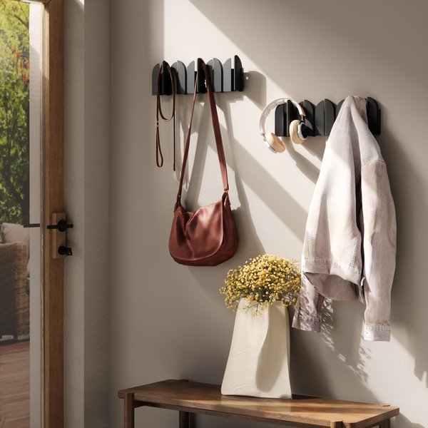 Matne čierny oceľový nástenný vešiak 43 cm Saloon – Umbra-image-1