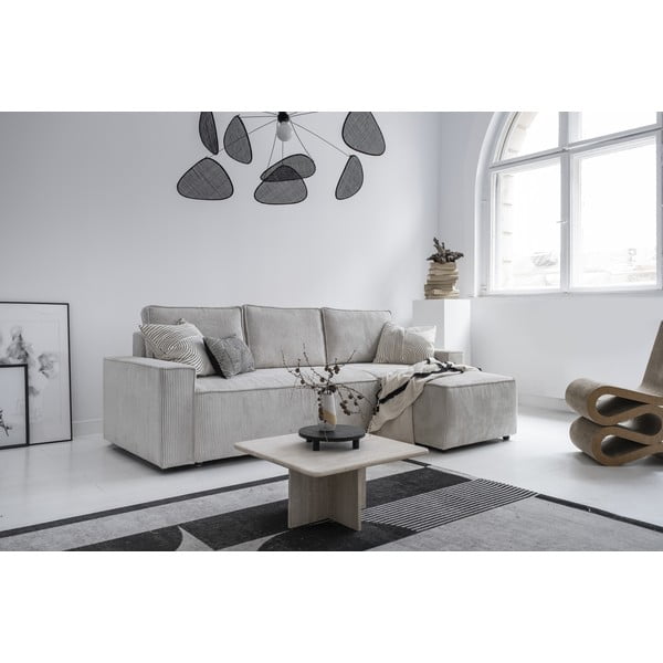 Biela menčestrová rozkladacia rohová pohovka (variabilná) Brave Dave – Miuform-image-2