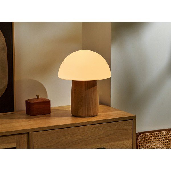 Stmievateľná stolová lampa v prírodnej farbe so skleneným tienidlom (výška 32 cm) Alice - Gingko-image-1