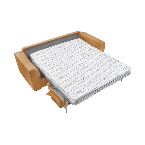 Menčestrová rozkladacia pohovka v horčicovej farbe 225 cm Augustin – Bobochic Paris-image-4