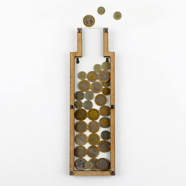 Dekoratívny rámik/pokladnička s plexisklom v tvare fľaše