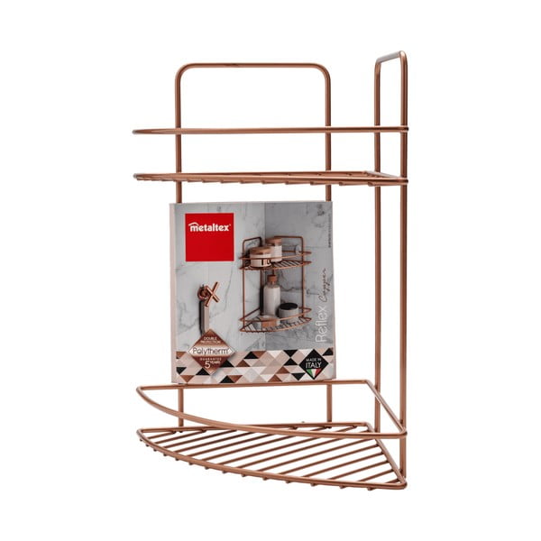 Kúpeľňová rohová polička s dvoma poschodiami Metaltex Copper-image-3