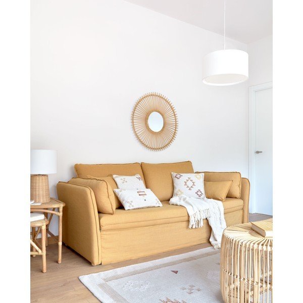 Rozkladacia pohovka v horčicovej farbe 210 cm Tanit – Kave Home-image-1