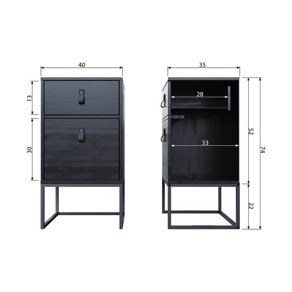 Čierny nočný stolík so zásuvkou a dvierkami WOOOD Zola-image-4