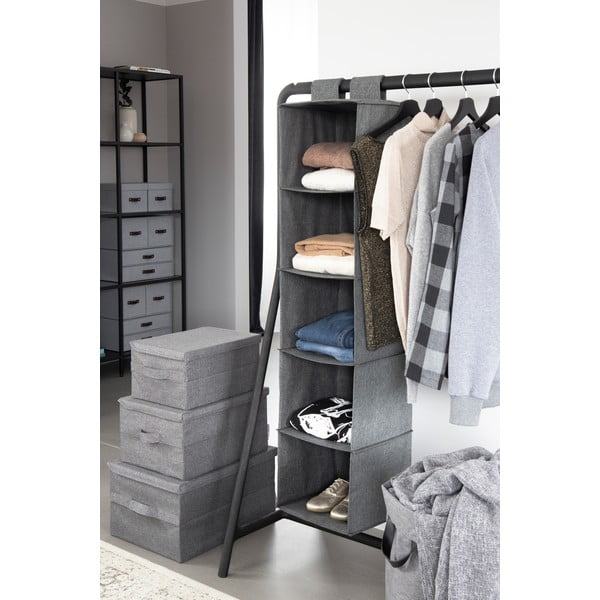 Sivý látkový úložný box s vekom 45x34x25 cm Soft Storage – Bigso-image-4