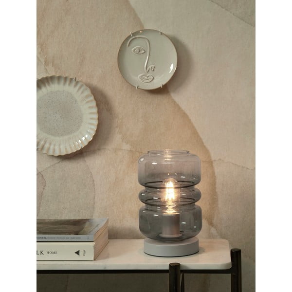 Sivá stolová lampa so skleneným tienidlom (výška  23 cm) Verona – it's about RoMi-image-1