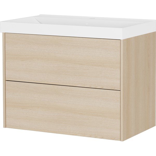 Závesná skrinka pod umývadlo v dekore duba v prírodnej farbe 81x65 cm Bodera – Germania