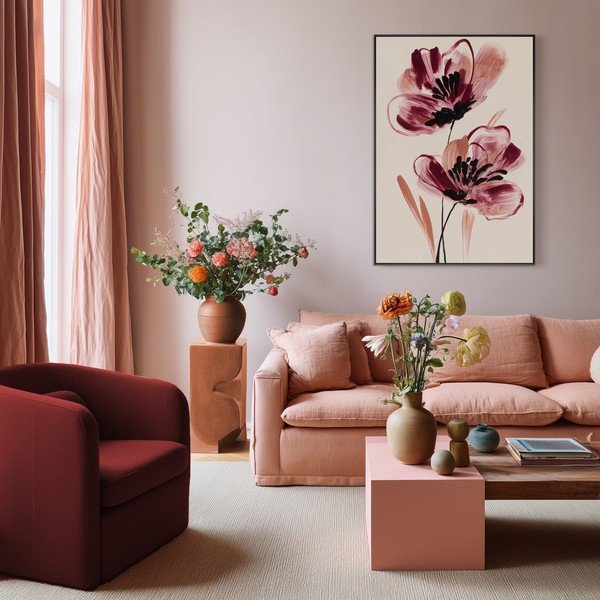 Tlačený obraz s rámom/na plátne 70x100 cm Burgundy Blooms – Styler-image-2