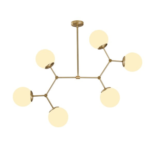 Závesné svietidlo pre 6 žiaroviek v zlato-bielej farbe Opviq lights Damar-image-2