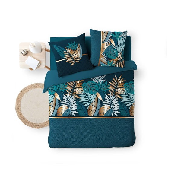 Modré bavlnené obliečky na dvojlôžko/predĺžené 240x220 cm Alianor – douceur d'intérieur