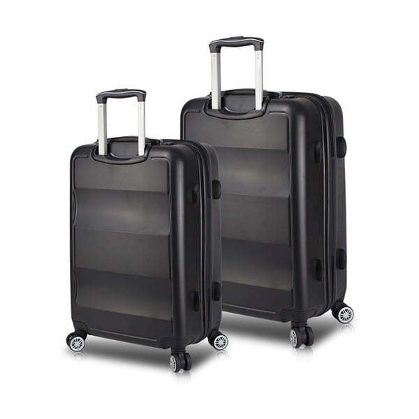 Sada 2 čiernych cestovných kufrov na kolieskach s USB porty My Valice LASSO Cabin & Medium