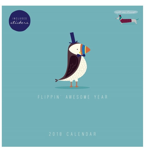 Nástenný kalendár na rok 2018 s lepiacimi papierikmi Portico Designs Call Me Frank
