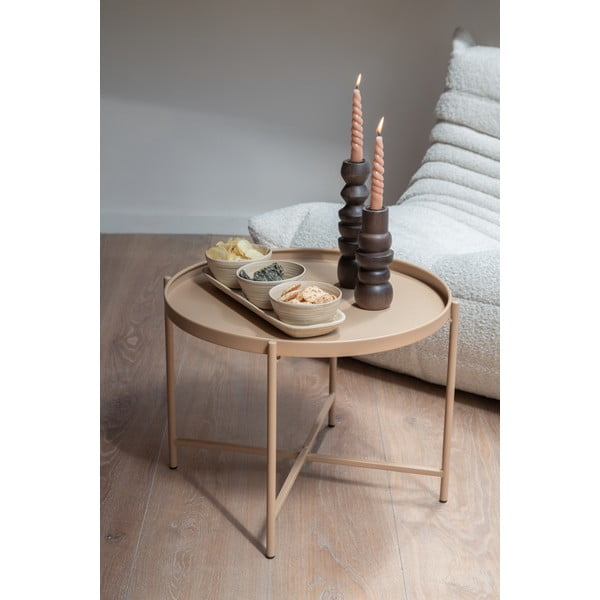 Béžový kovový okrúhly konferenčný stolík ø 50 cm Meseta  – Leitmotiv-image-2