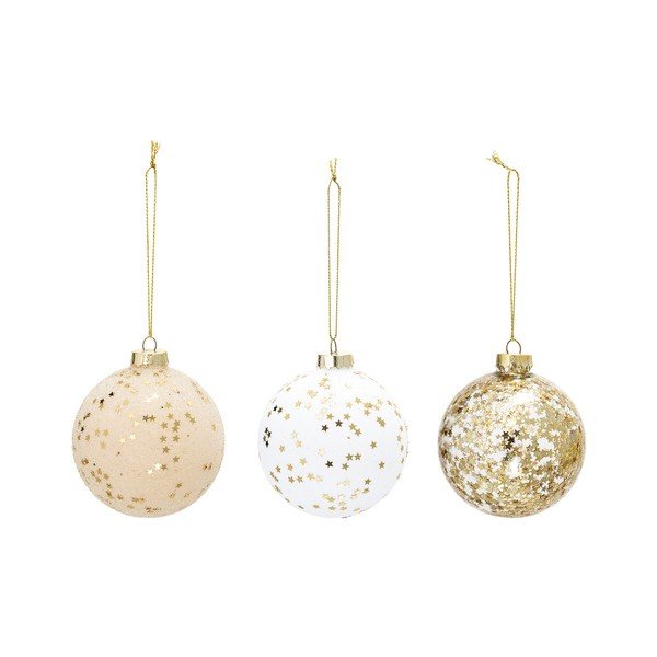 Sada 3 sklenených vianočných ozdôb Bloomingville Ornament, ⌀ 8 cm