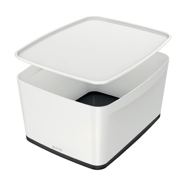 Bielo-čierny plastový úložný box s vekom MyBox - Leitz