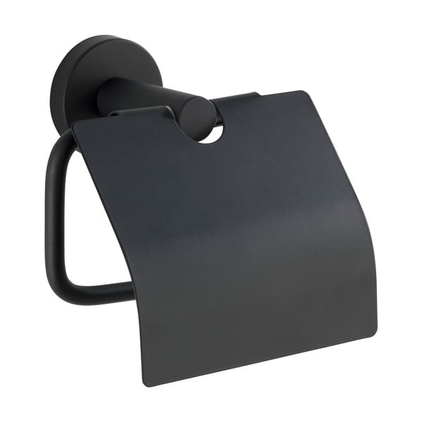 Matne čierny nástenný držiak na toaletný papier z nehrdzavejúcej ocele Bosio – Wenko-image-1