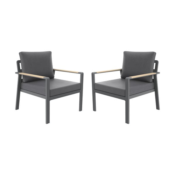 Tmavosivé kovové záhradné kreslo Sibiu Duo – Rojaplast