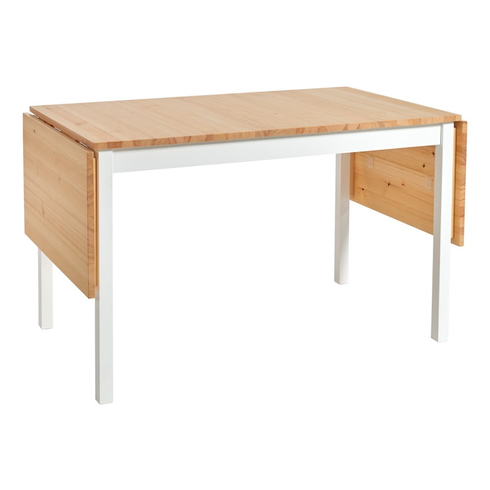 Borovicový rozkladací jedálenský stôl s bielou konštrukciou Bonami Essentials Brisbane, 120 (200) x 70 cm