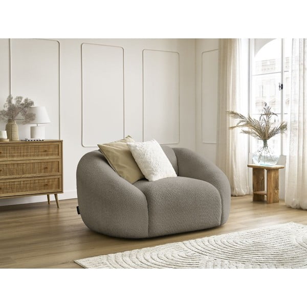 Sivohnedé kreslo z textílie bouclé Tina – Bobochic Paris-image-1