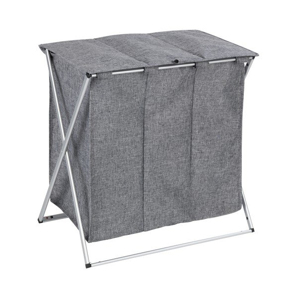 Sivý kôš na bielizeň sa 3 oddiely Wenko Trio, objem 118 l-image-2