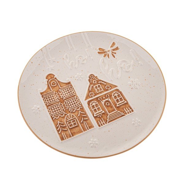 Biely servírovací keramický tanier s vianočným motívom ø 26 cm Christmas cottage – Dakls