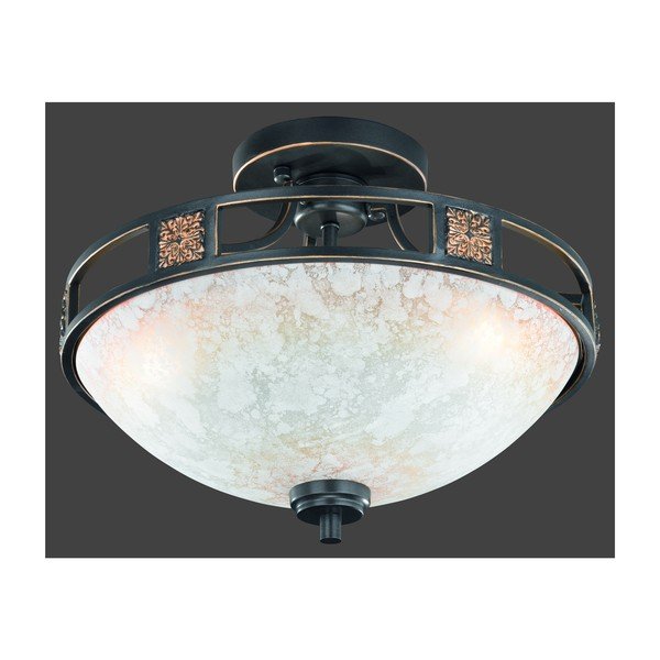 Čierne stropné svietidlo so skleneným tienidlom ø 42 cm Quinta – Trio-image-3