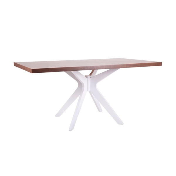 Tmavohnedý jedálenský stôl s bielym podnožím sømcasa Shela, dĺžka 160 m