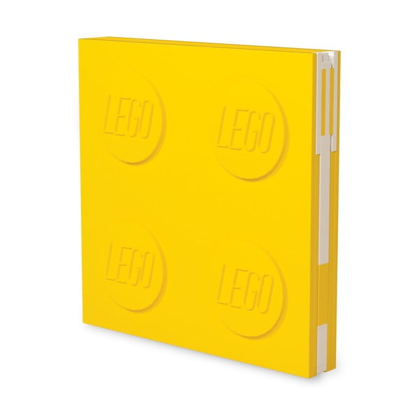 Žltý štvorcový zápisník s gélovým perom LEGO®, 15,9 x 15,9 cm