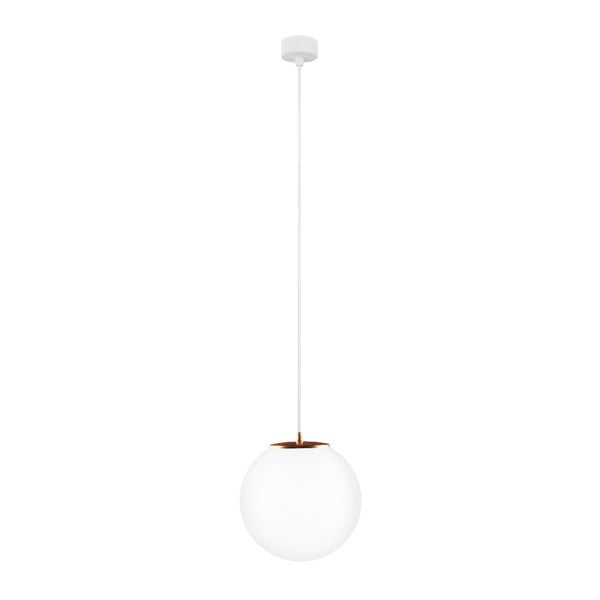 Biele stropné svietidlo s bielym káblom a detailom v medenej farbe Sotto Luce Tsuri, ∅ 25 cm