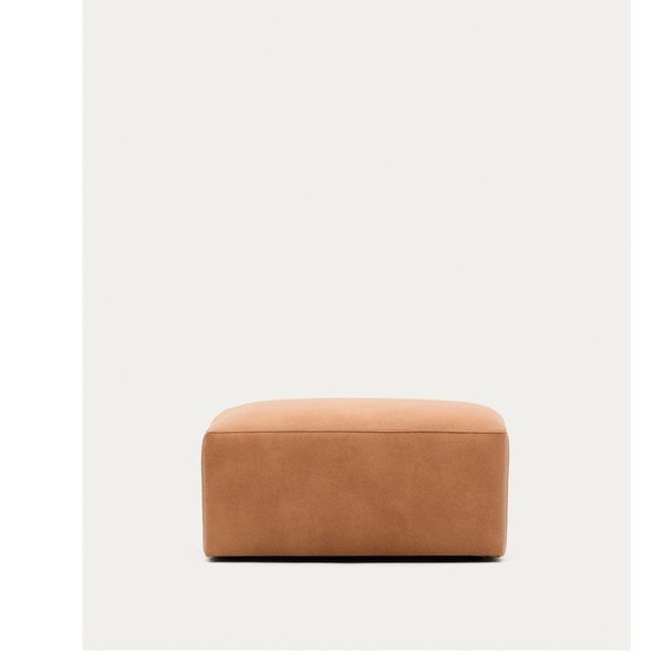 Hnedá kožená podnožka Blok – Kave Home-image-2