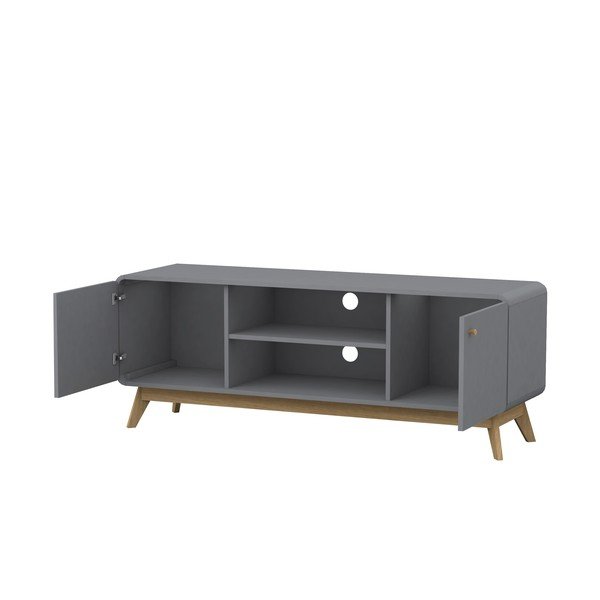 Sivý TV stolík 140x53 cm Caitlin – Støraa-image-3