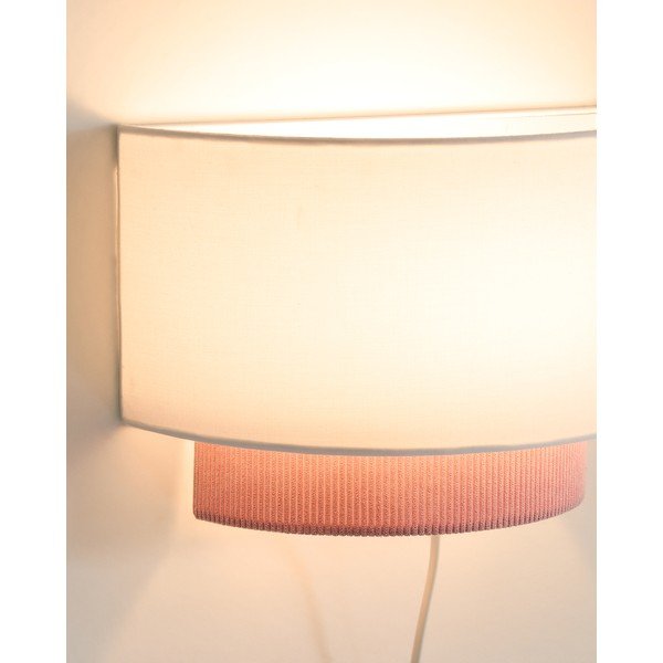 Biele/svetloružové detské nástenné svietidlo s textilným tienidlom Bianella – Kave Home-image-3