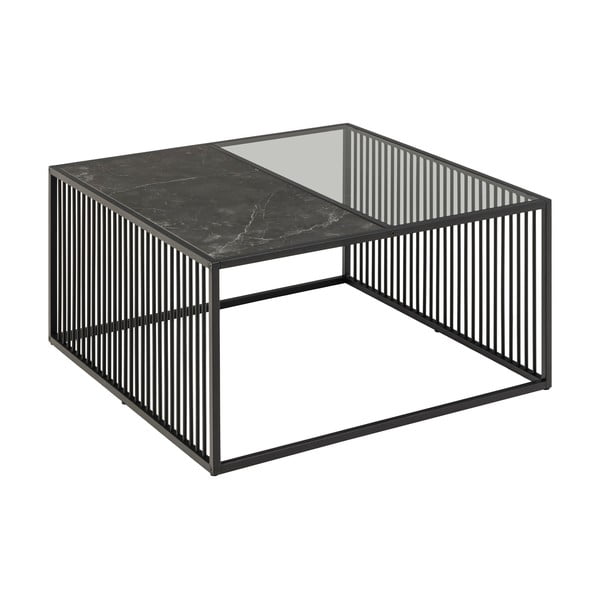 Čierny konferenčný stolík so sklenenou doskou 80x80 cm Strington – Actona