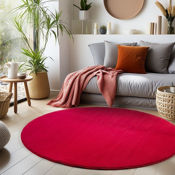 Červený prateľný okrúhly koberec ø 160 cm Sky – Ayyildiz Carpets-image-1
