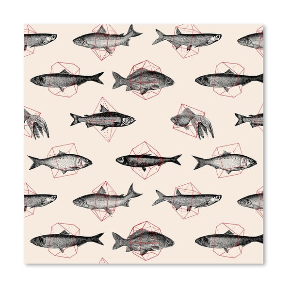 Plagát Fishes In Geometrics od Florenta Bodart, 30x30 cm