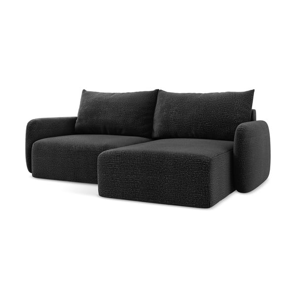 Čierna rozkladacia/s úložným priestorom rohová pohovka (pravý roh) Kalena – Makamii-image-2