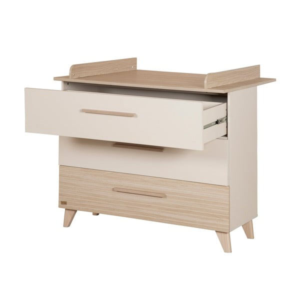 Krémová/v prírodnej farbe detská komoda v dekore duba s prebaľovacím pultom 110x98x75 cm Sidney – Roba-image-3