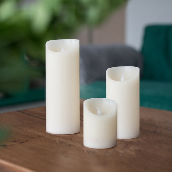 Súprava 3 LED svetelných sviečok DecoKing Wax, výška 10; 15 a 20 cm-image-1